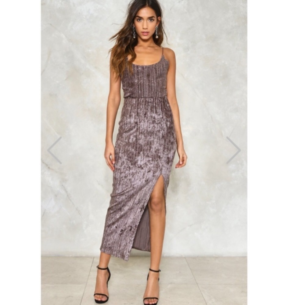 Nasty gal velvet ribbed dress with cami straps